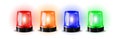 Red and blue flashers green and orange Siren Vector. Realistic Object. Light Effect. Beacon For Police Cars Ambulance Royalty Free Stock Photo