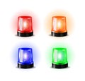 Red and blue flashers green and orange Siren Vector. Realistic Object. Light Effect. Beacon For Police Cars Ambulance Royalty Free Stock Photo