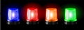 Red and blue flashers green and orange Siren Vector. Realistic Object. Light Effect. Beacon For Police Cars Ambulance Royalty Free Stock Photo