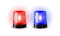 Red and blue flashers Siren Vector. Realistic Object. Light Effect. Beacon For Police Cars Ambulance, Fire Trucks