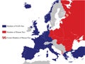 Map of NATO and the Warsaw Pact in Europe year 1973