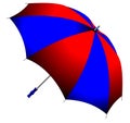 Red and blue, folding umbrella