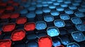 Red Blue Gen Dnc Endering Honeycomb Technology Background. Generative AI