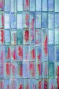 Red and blue glass blocks wall. Royalty Free Stock Photo