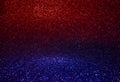 Red and blue glitter and sparkling glitter. Colour transition through the middle Royalty Free Stock Photo