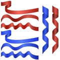 Red and blue glossy ribbon vector banners set isolated Royalty Free Stock Photo