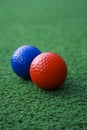 Red and Blue Golf Balls