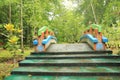 Colorful bridge in Taman Burung dan Taman Anggrek