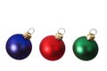 Red, Blue and Green Christmas Bulbs Royalty Free Stock Photo