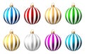 Red, blue, green, golden, purple, silver Christmas balls