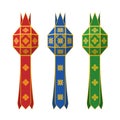 Red, blue and green lanna lantern Thai traditional vector design Royalty Free Stock Photo