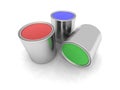 Red, blue and green paint cans Royalty Free Stock Photo