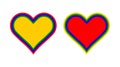 Red, blue, green and yellow love heart icons set. Royalty Free Stock Photo