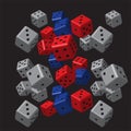 Red Blue Grey Dice Pattern