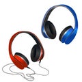 Red and blue headphones Royalty Free Stock Photo