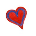 Red and blue heart shape in watercolor and pastel crayon Royalty Free Stock Photo