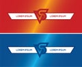 Red and blue horizontal banners with VS as versus letters.