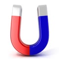 Red and blue horseshoe magnet. Front view