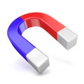 Red and blue horseshoe magnet, side view 3D Royalty Free Stock Photo