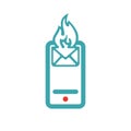 Red and blue hot mail on smartphone vector icon. Royalty Free Stock Photo