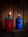 red and blue lamps Royalty Free Stock Photo