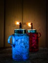 red and blue lamps Royalty Free Stock Photo