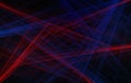 Red and blue laser random beams on dark background