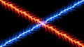 Red and Blue Lightnings - Vector Cold and Hot Plasma Intersection