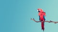 Minimalist Macaw: A Baroque-inspired Parrot On A Blue Branch