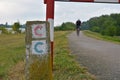 Red and blue mark cycling routes