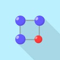 Red blue molecule icon, flat style