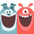 Red and blue monsters. Halloween vector illustration.