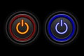 Red and Blue neon button icon