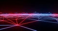 Red and blue neon futuristic data landscape grid Royalty Free Stock Photo