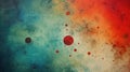 A red, blue and orange color paint splattered background, AI