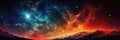 Red Blue Orange Space , Panoramic Background. Generative AI Royalty Free Stock Photo