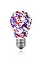 Red blue paint splah made light bulb