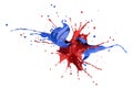 Red and blue paint splash explosion, splashing against each other Royalty Free Stock Photo