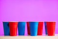 Red and Blue Party Cups Modern Purple Background