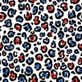 Red and Blue Patriotic American Leopard or Cheetah Print Pattern