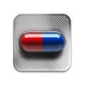 Red and blue pills in blister packaging isolated on white background Royalty Free Stock Photo