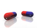 Red-blue pills - 3d render Royalty Free Stock Photo