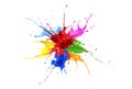 Red, blue, pink, yellow, light blue, orange and green paint splash explosion Royalty Free Stock Photo