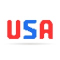 Red and blue pixel art usa text Royalty Free Stock Photo