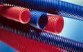Red and blue plastic tubes