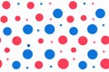Red and blue polka dot pattern on a white background Royalty Free Stock Photo