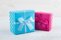 A red and blue present boxes Royalty Free Stock Photo