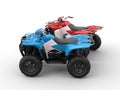 Red and blue quad bikes - side view Royalty Free Stock Photo