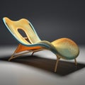 Organic Architecture Inspired Chaise Lounge Chair With Vibrant Orange And Blue Design