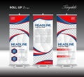 Red and blue Roll Up Banner template vector illustration